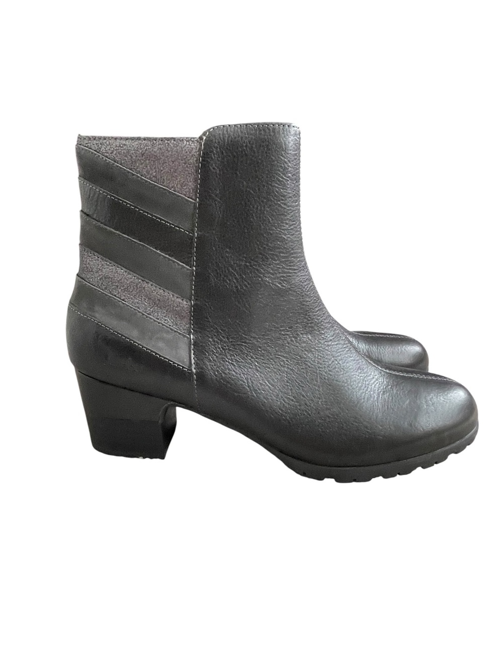 Jambu Amal Women's Black Ankle Leather Boots Size 11 Block Heel